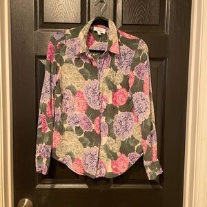 paris atelier & other stories silk floral button down blouse